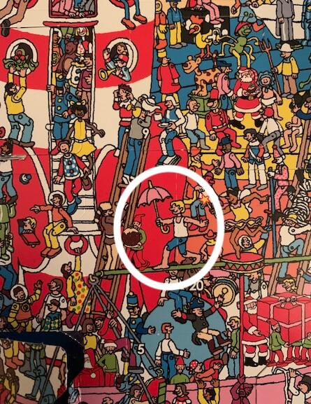 Wheres Wally Advent answer Man with an Umbrella